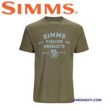 Футболка Simms Stacked Logo Bass T-Shirt Military Heather размер XL